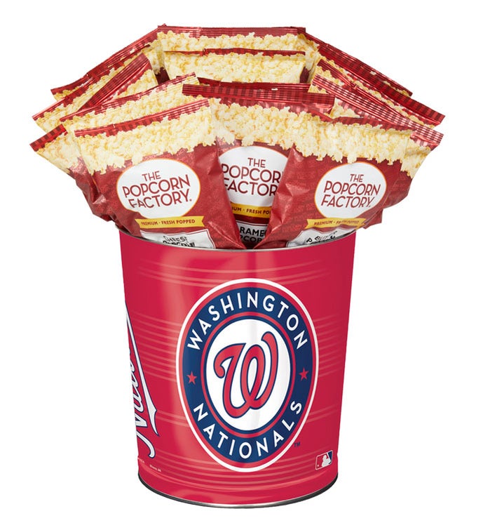 Washington Nationals Popcorn Tin with 15 Bags of Popcorn